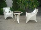 Outdoor All-Weather Rattan Wicker Conversation Patio Table And 2 Chais Set